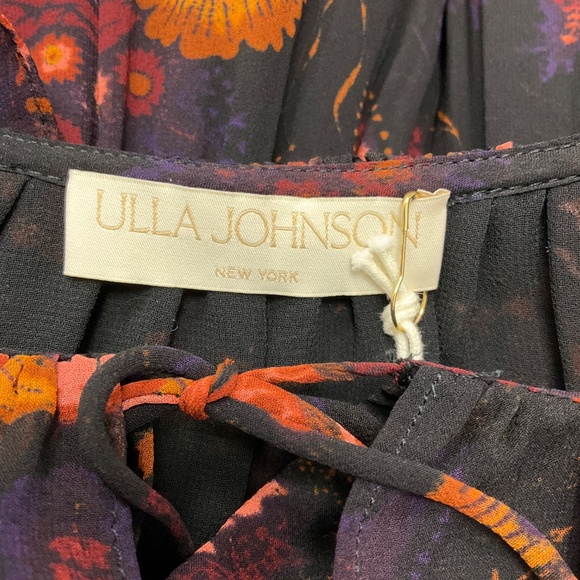 ULLA JOHNSON BLACK / ORANGE VALERIAN PRINT ADARA DRESS - Picture 4 of 7